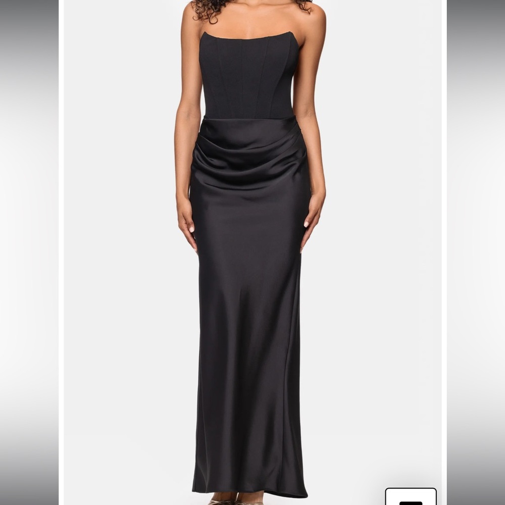 Betsy & Adam Black Strapless Maxi Dress
